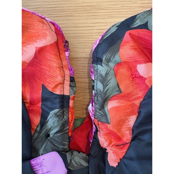 VICTOR COSTA Vintage Size 12 Floral Off Shoulder Dress Ruched Flower Multicolor - Picture 8 of 13